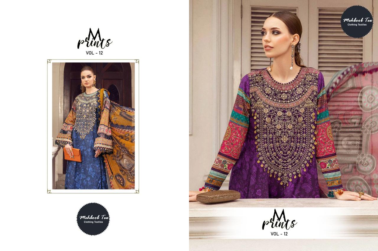 M Print Vol 12 Lawn Cotton Pakistani Suits Catalog